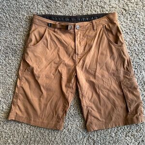 PrAna Breathe Men's Hiking Cargo Rusty Color Shorts 34x12 Belted Stretch Outdoor